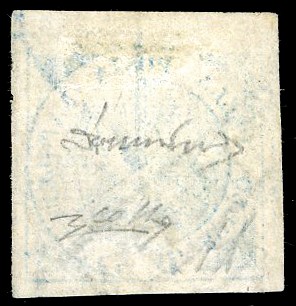 1860, 1/2 tornese azzurro Trinacria, doppia incisione della 'T' con spostamento verticale, filigr...