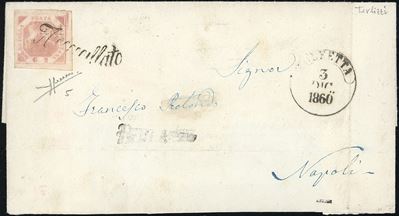 Terlizzi, Lineare + Svolazzo e Cerchio di Molfetta, 13 - 2 Grana (5), Lettera del 3/12/1860