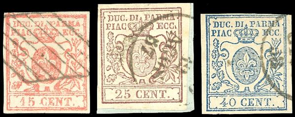 1857/59 - Terza emissione, serie completa (9/11), usati, perfetti. Ferrario.