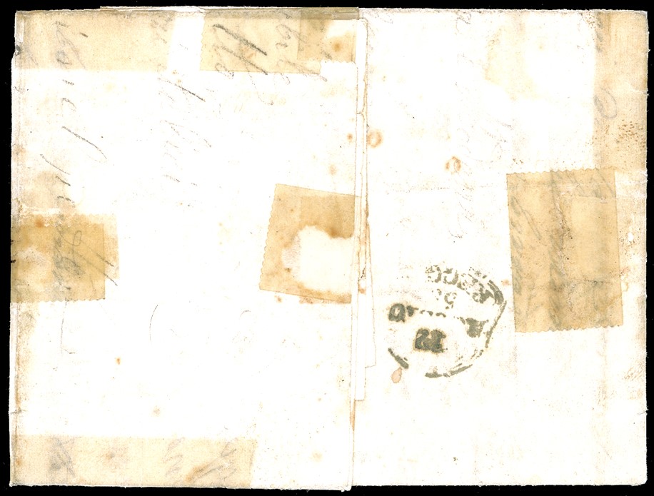 1859, 20 cent. azzurro scuro IV emissione di Sardegna su lettera da Parma a Reggio