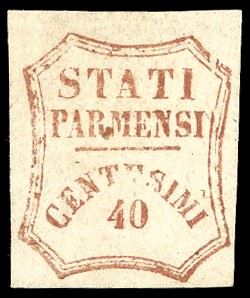 1859 - 40 cent. rosso bruno, I composizione (16), nuovo, gomma originale, perfetto. A. ed E.Diena, Sorani, cert. Diena.