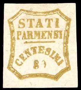 1859 - 80 cent. bistro oliva (18), varietà di stampa "0" incompleto, nuovo, gomma originale, perfetto. Molto bello. G.Oliva, cert. A.Diena 1971 e Ferrario.