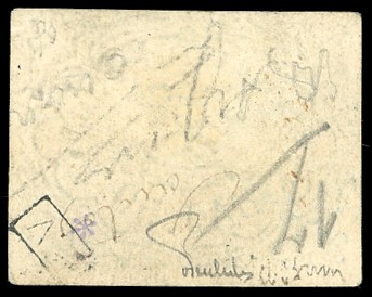 Em.Diena, Francobollo 50 baj azzurro oltremare scuro, 1864, stampa difettosa