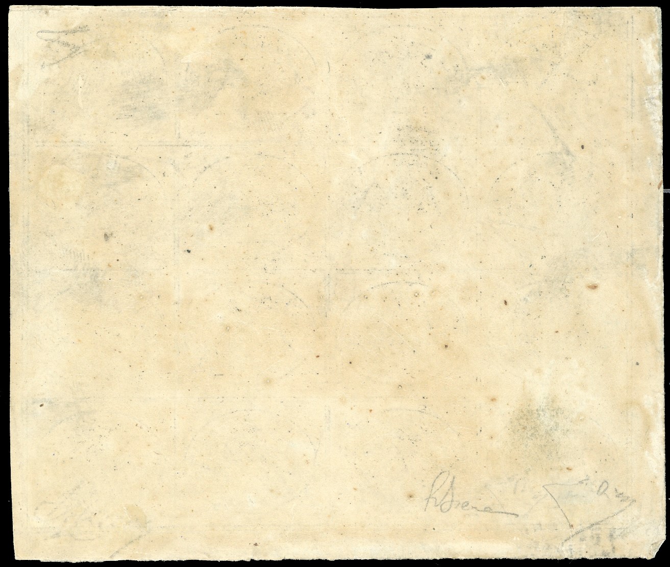 1867, 3 centesimi grigio, blocco di 16 esemplari, quarto inferiore sinistro del foglio
