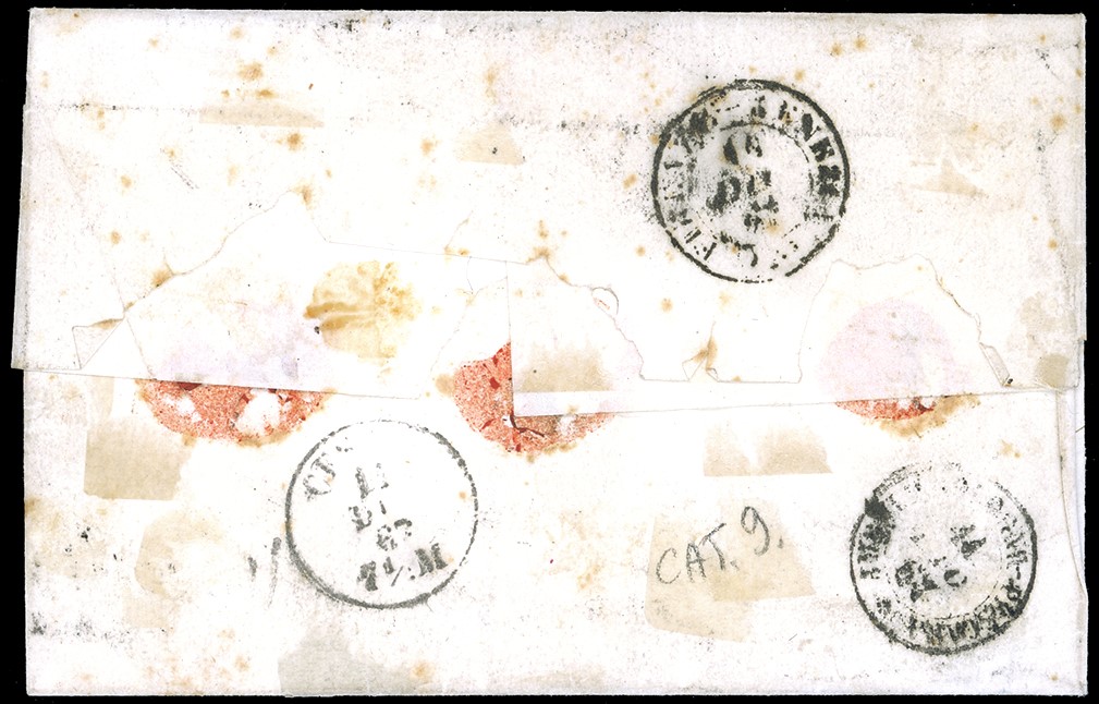 1867, 80 cent. rosa lillaceo su lettera assicurata da Roma a Cesena