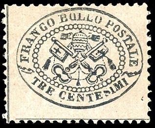 1868 - 3 cent. grigio rosa (23), nuovo, gomma originale, ben dentellato. Piccolissimo punto di assottigliamento in corrispondenza della traccia di linguella, al verso. Ottimo aspetto. A.Diena, cert. Ferrario.