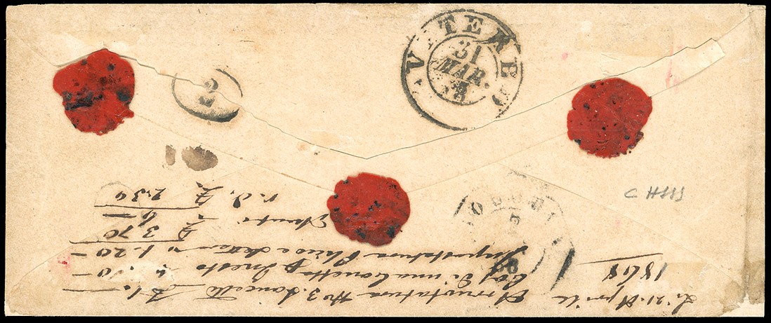 ACQUAPENDENTE, Griglia con assicurata sul fronte, 80 cent. rosa lillaceo, isolato del 31/3/1868 p...
