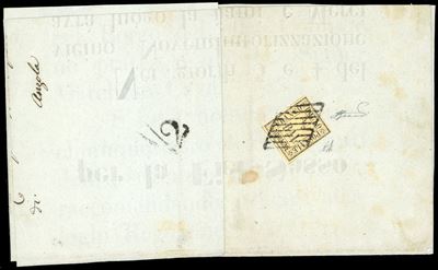 1859, 1/2 baj giallo paglia su manifesto, Bologna-Anzola