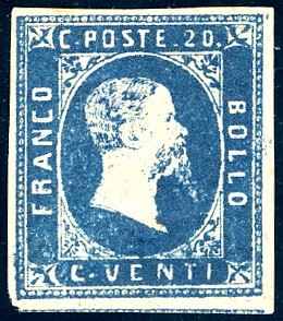 1851 - 20 cent. azzurro (2), nuovo, gomma originale, perfetto. Fresco, ampi margini. Raro. Ferrario, cert. E.Diena e Finanziario Bolaffi.