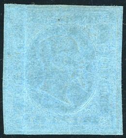 1853 - 20 cent. azzurro (5), nuovo, gomma originale, ben marginato, lieve grinza verticale, tipica per quest'emissione. Raro. A.Diena, Mezzadri, cert. Ferrario.