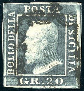 1859 - 20 grana grigio ardesia (13), usato, perfetto. Emilio, Alberto Diena, cert. Ferrario.  - Auction Philately - Cambi Casa d'Aste