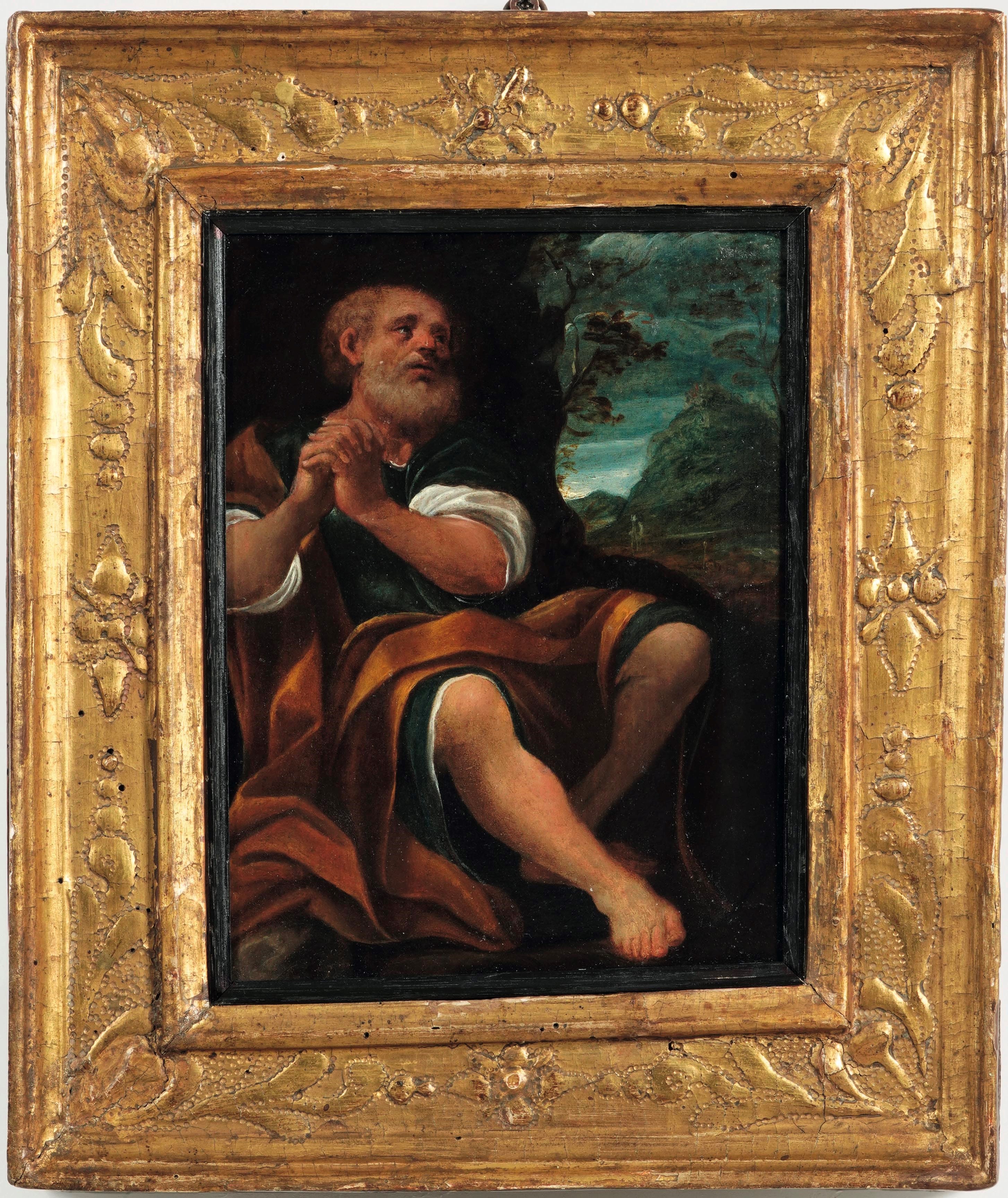 Ludovico Carracci - Santo in preghiera (San Pietro?), olio su rame