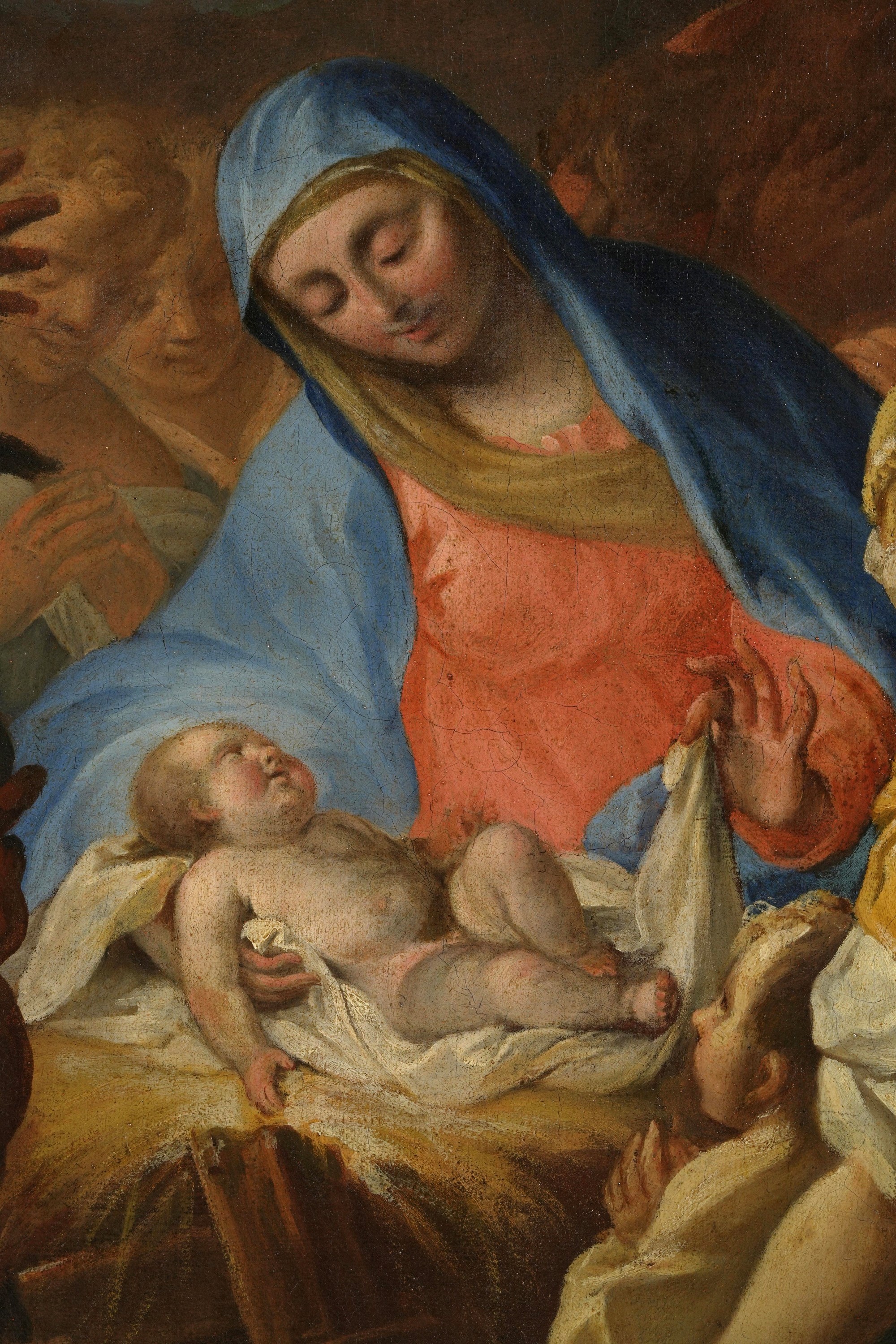 Scuola romana del XVIII secolo, Adorazione dei pastori, olio su tela