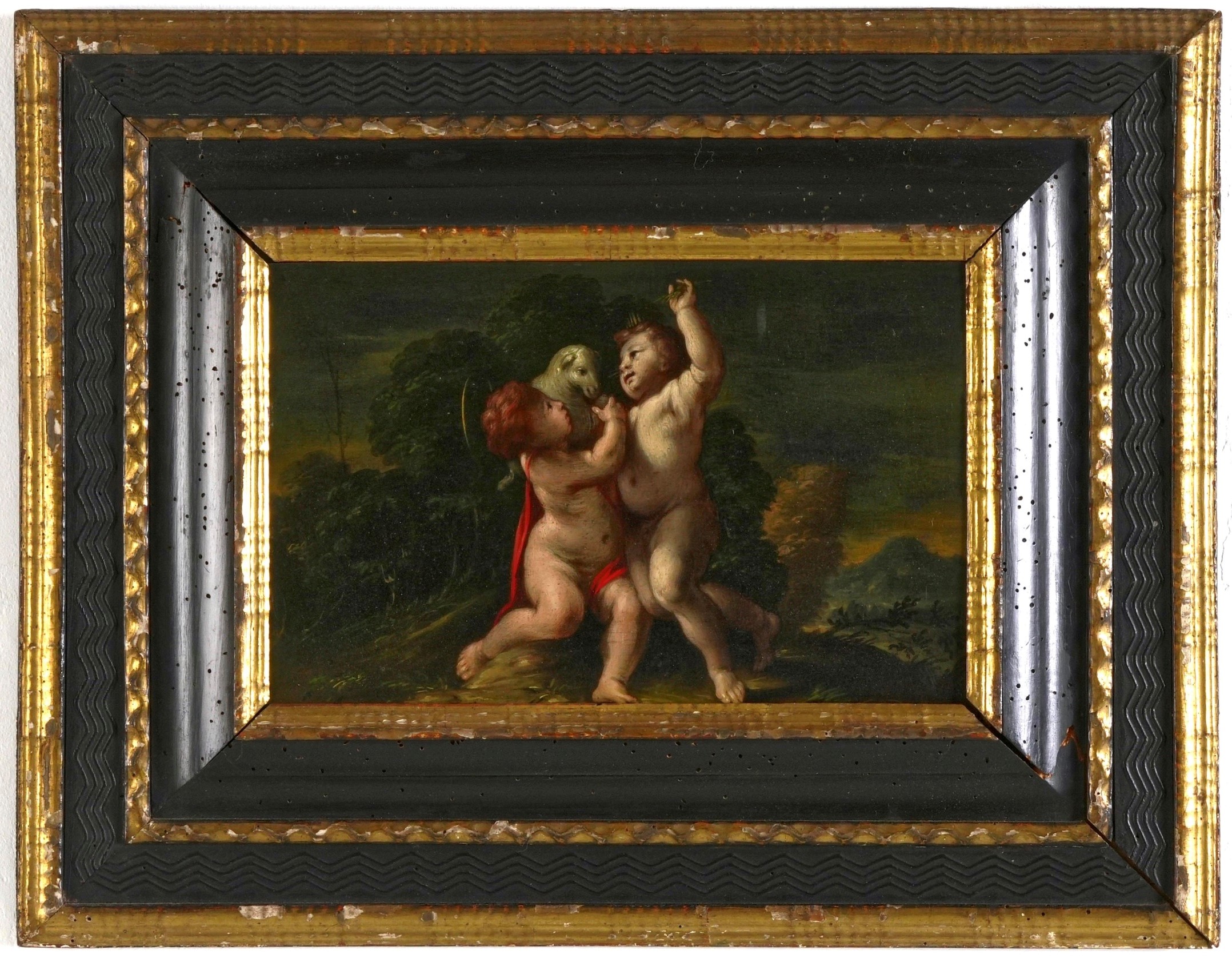 Scuola del XVII secolo Gesù Bambino e San Giovannino