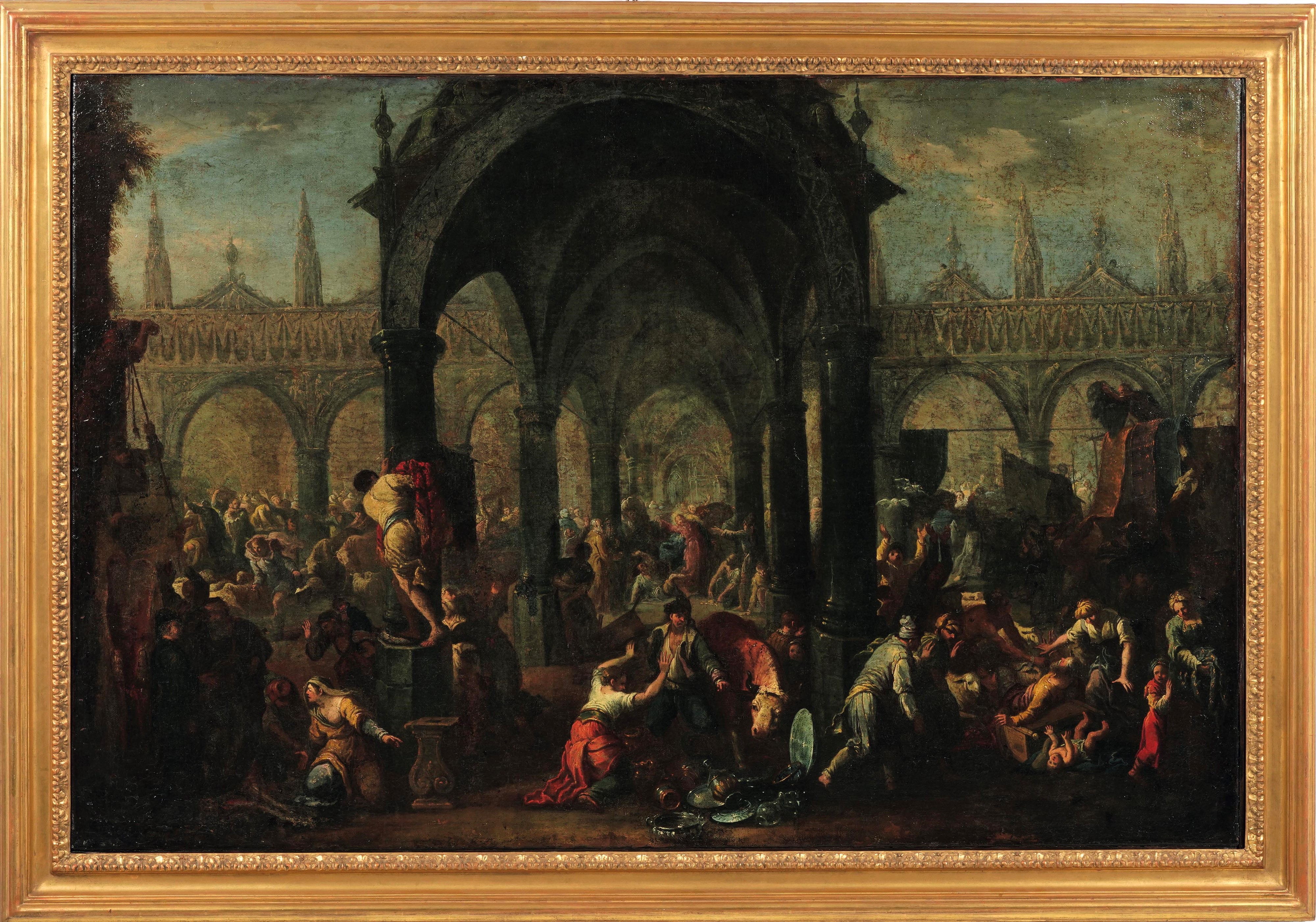 Pietro Domenico Oliviero - La cacciata dei mercanti dal Tempio, olio su tela