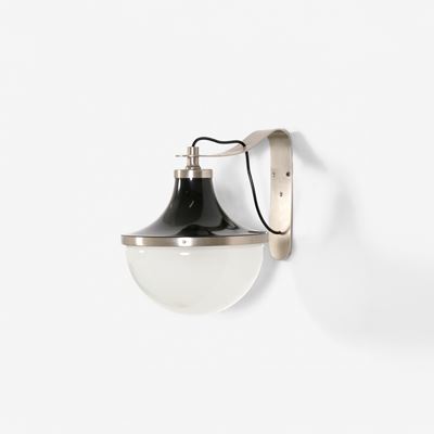 Lampada da parete mod. PI, alluminio satinato e vetro acidato