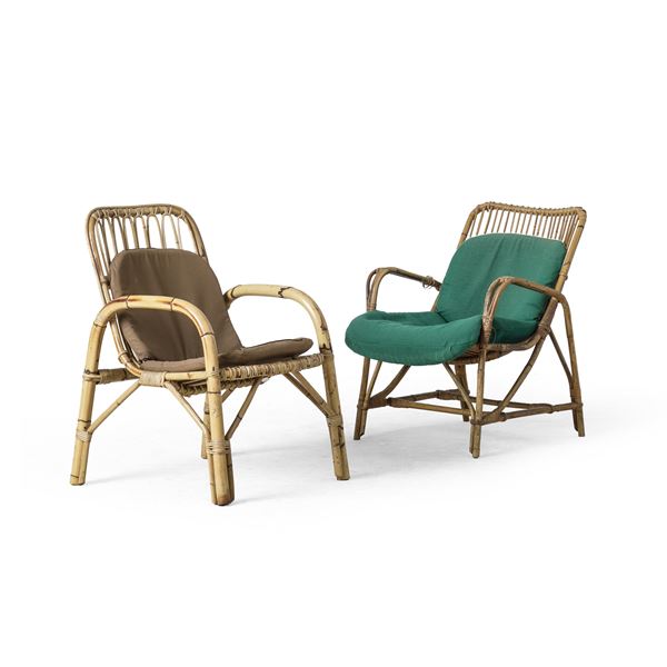 Due poltrone in bambù. XX secolo