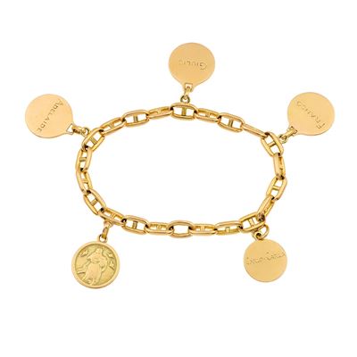 Bracciale in oro giallo 750/1000 con medaglie incise