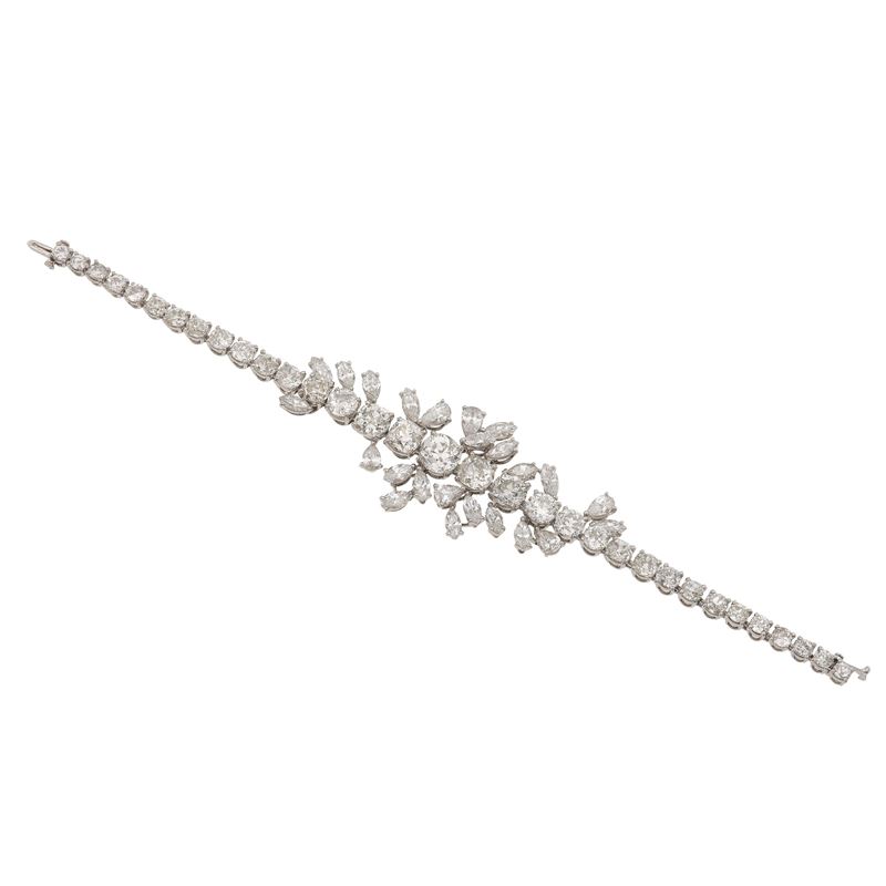 Diamond and platinum bracelet. Hallmark for Cusi, Milano (20MI)  - Auction Fine Jewellery - Cambi Casa d'Aste