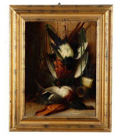 Pittore del XIX secolo, Cacciagione, olio su tela