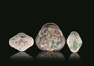 Ciotole sagomate in porcellana, Famiglia Rosa e Famiglia Verde, Dinastia Qing (XVIII secolo)