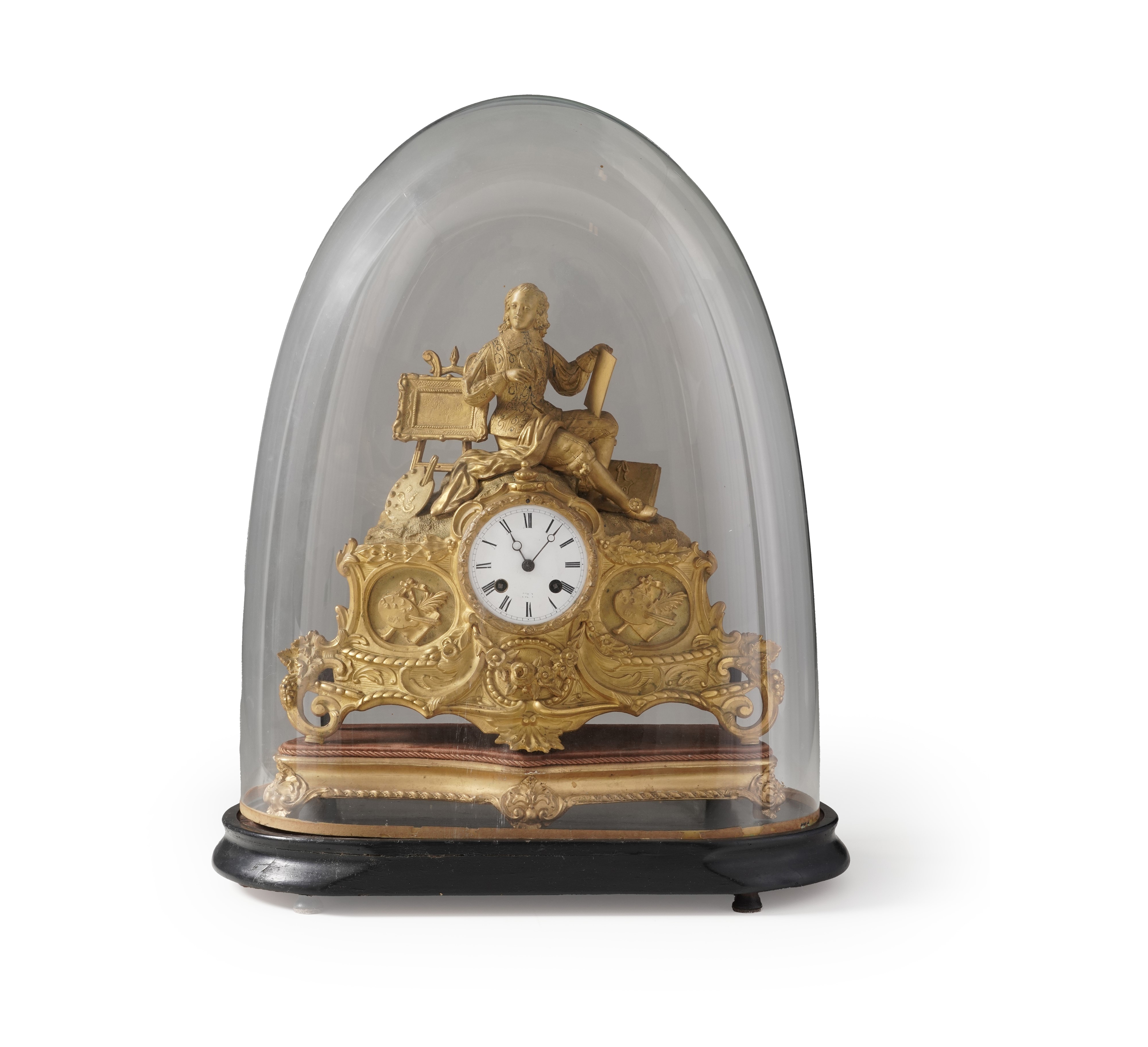 Orologio in metallo dorato. XIX secolo