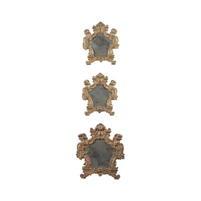 Trittico di cartaglorie in bronzo dorato, XVIII secolo