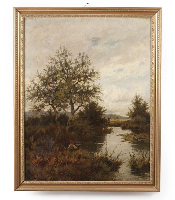 Paulman Paesaggio fluviale con pescatore