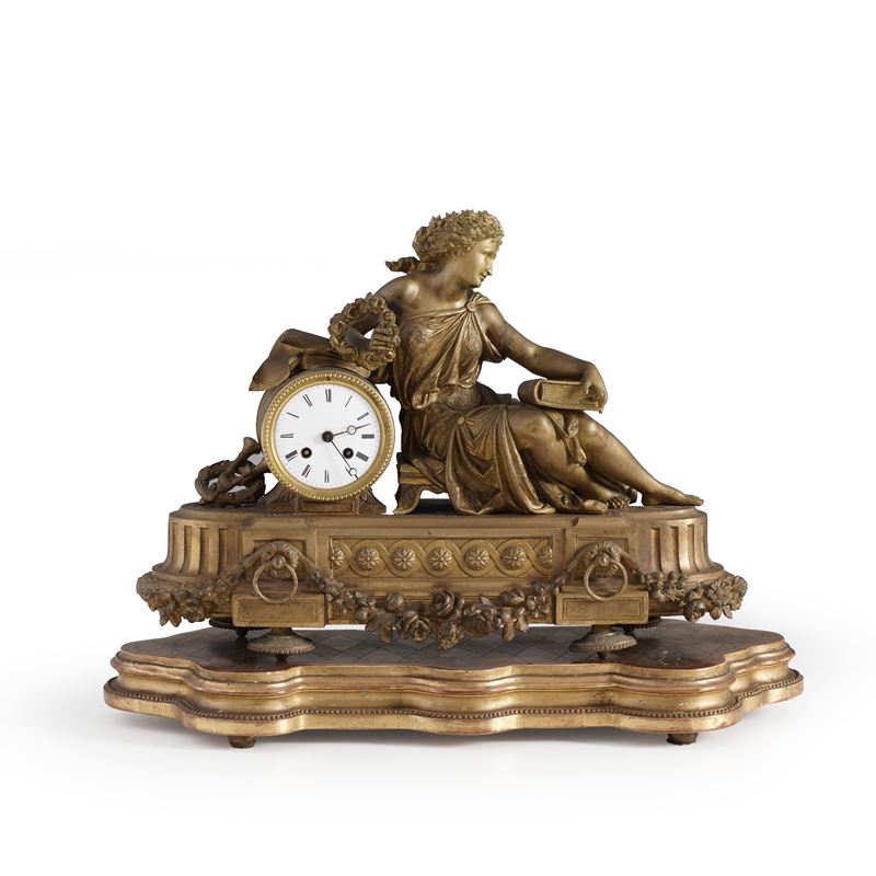 Pendola da tavolo in bronzo dorato. Francia XIX-XX secolo  - Asta Antiquariato - Cambi Casa d'Aste
