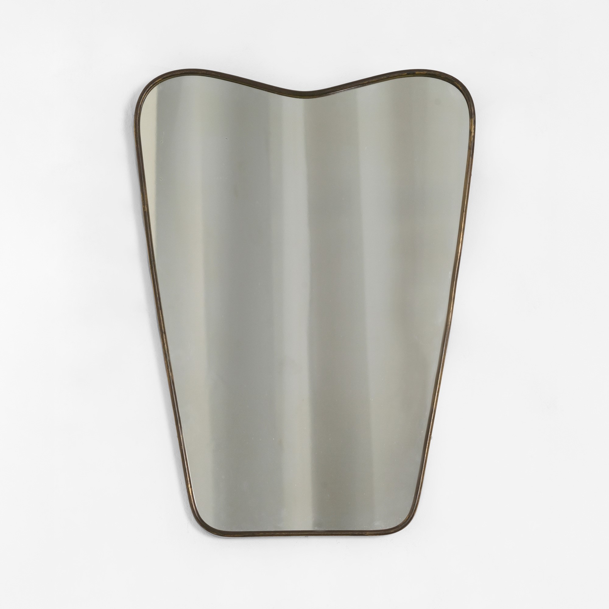 Specchiera, cornice in ottone e cristallo specchiato