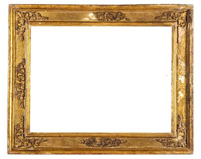 Italia centrale, Cornice in legno dorato intagliato e bulinato (XVII secolo)