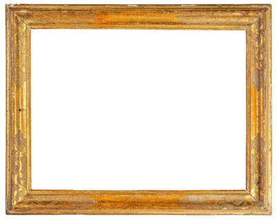 Cornice italiana del XVIII secolo, legno intagliato e dorato con decorazioni a ramages vegetali e...