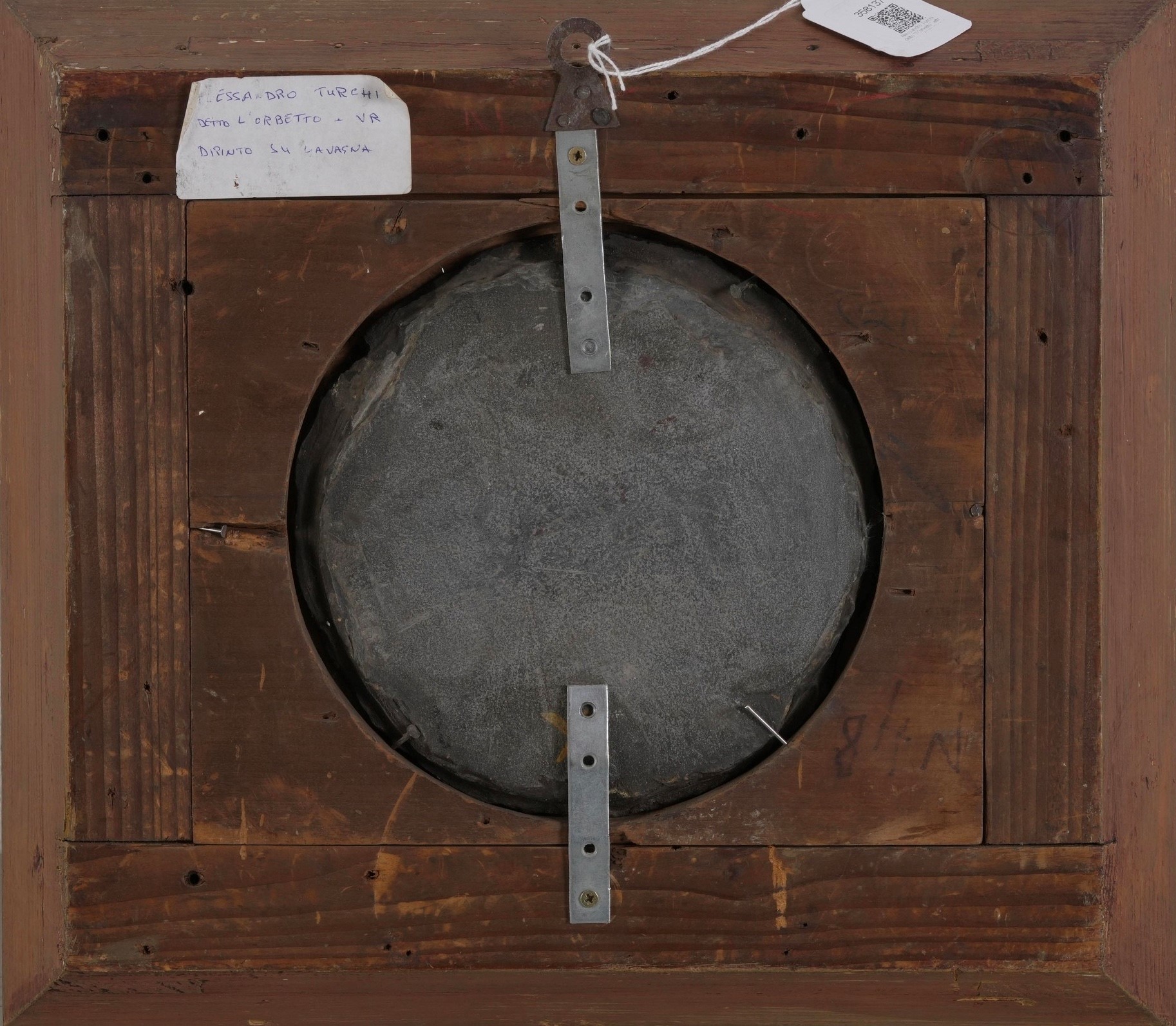 Scuola veronese, San Sebastiano curato dalle Pie donne, olio su lavagna circolare