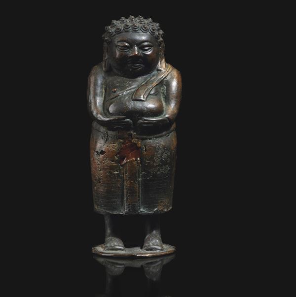 Figura di Budai in bronzo, Cambogia, XIX secolo