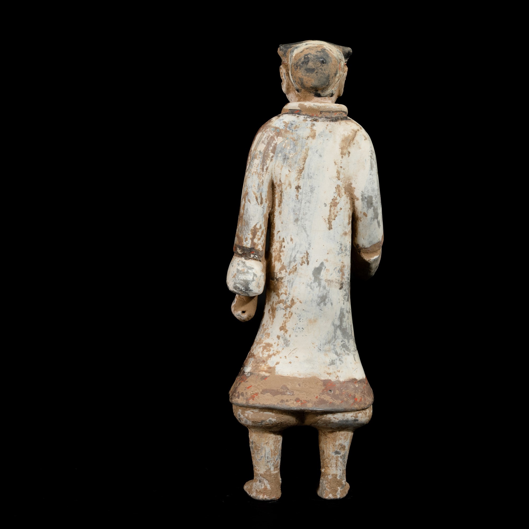 Cina, Figura di guerriero in terracotta con tracce di policroma, Dinastia Han (206 a.C. - 220 d.C...