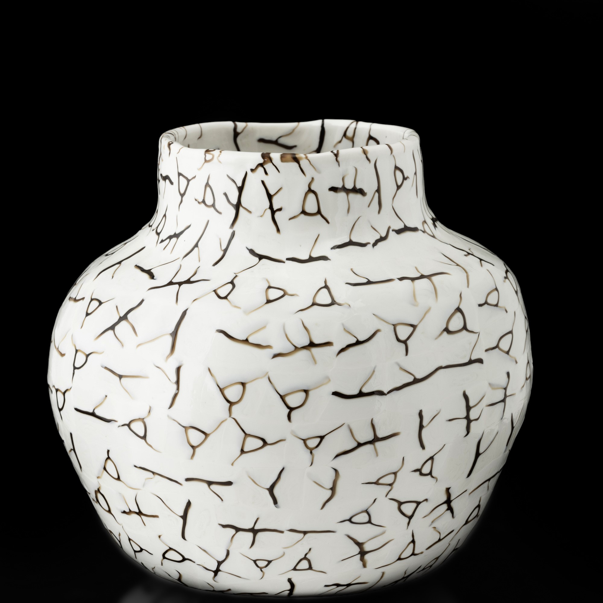 Alessandro Diaz De Santillana - Vaso globulare Venini a murrine (Murano, 1987)