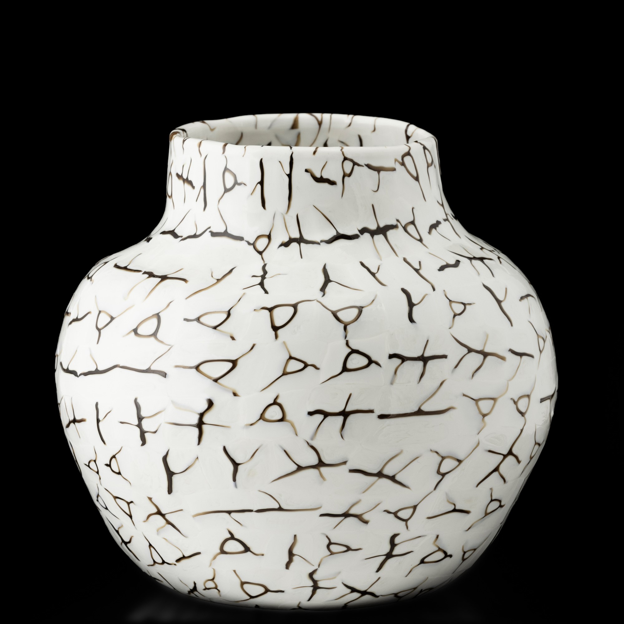 Alessandro Diaz De Santillana - Vaso globulare Venini a murrine (Murano, 1987)