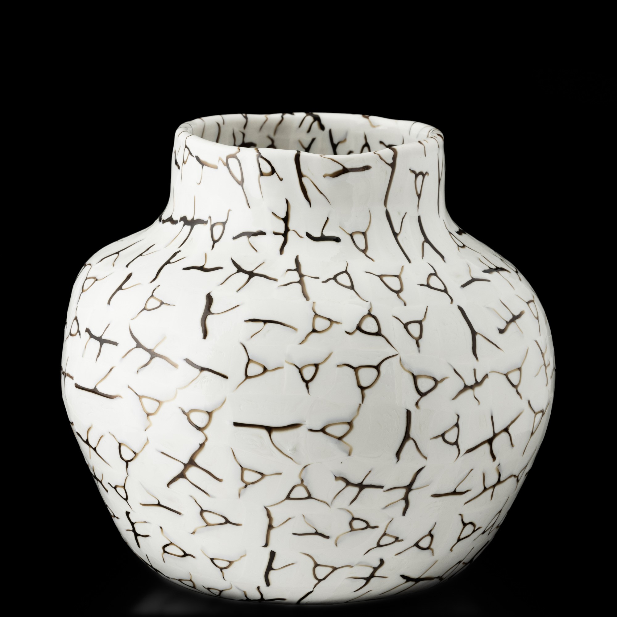 Alessandro Diaz De Santillana - Vaso globulare Venini a murrine (Murano, 1987)