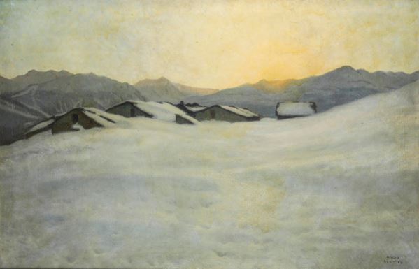 Paesaggio montano innevato