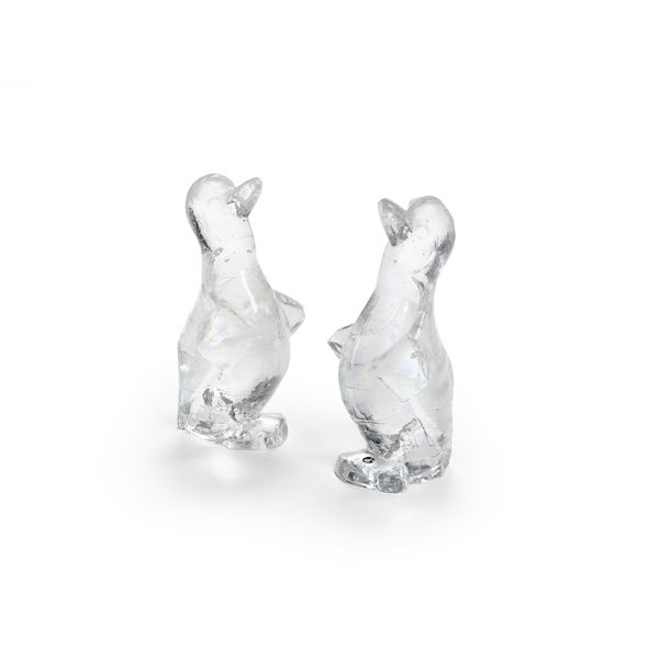 Coppia di pinguini in vetro (?). Pukeberg, disegnati da Uno Westerberg 1960