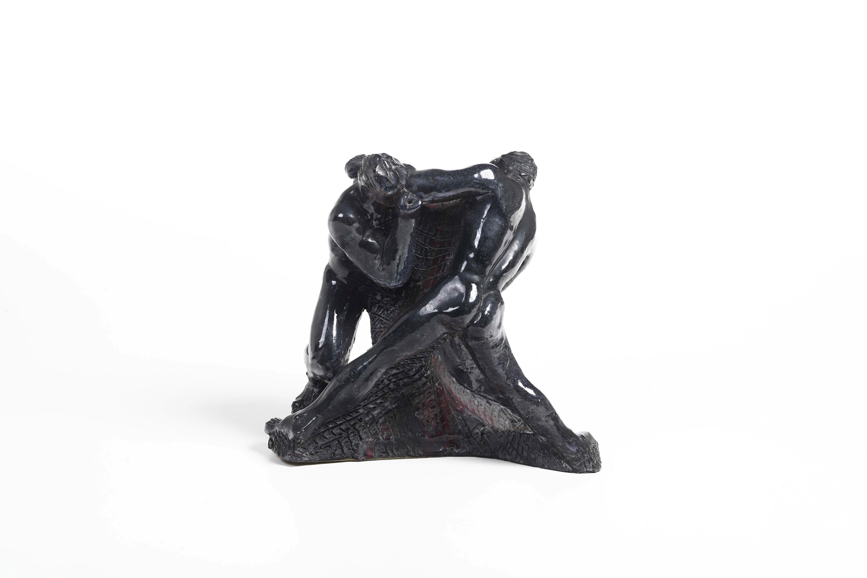 Scultura raffigurante lottatori