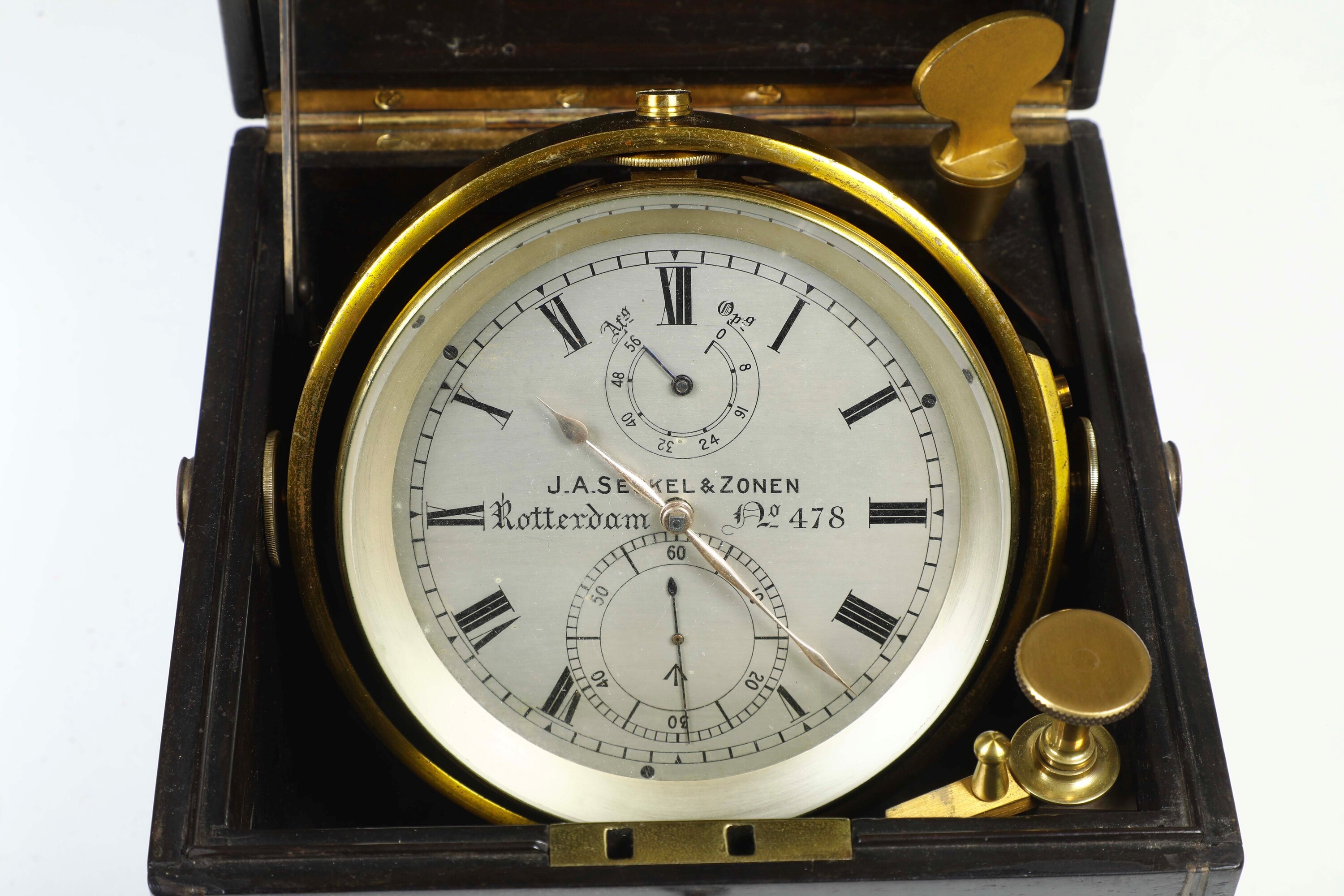 J. A. Seckel & Zonen, Cronometro da marina in custodia di legno, XIX secolo