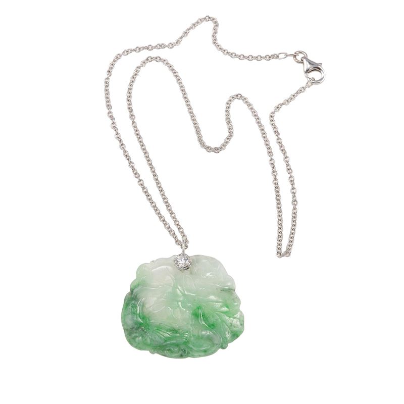 Jadeite, diamond and gold necklace  - Auction Jewels - Cambi Casa d'Aste