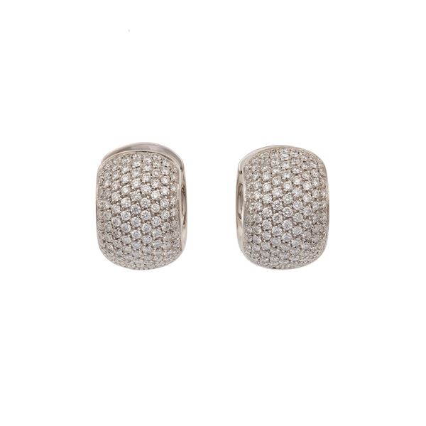 Pair of diamond and gold earrings. Signed Leo Pizzo, fitted case