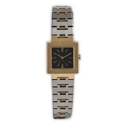 Quadrato ref. SQ 22 G in oro giallo 18k con bracciale in acciaio, quadrante nero