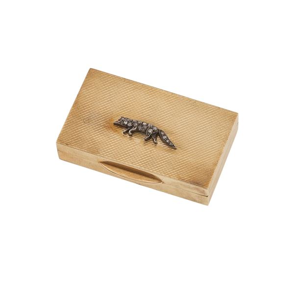 Diamond, silver, and low-karat gold box with English hallmarks