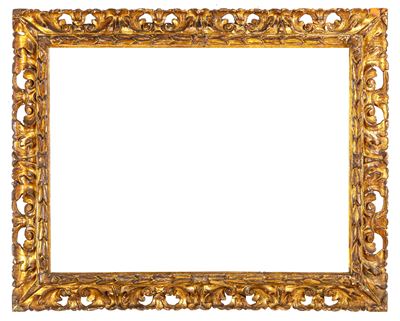 Cornice, legno intagliato e traforato dorato, Piemonte XVII secolo