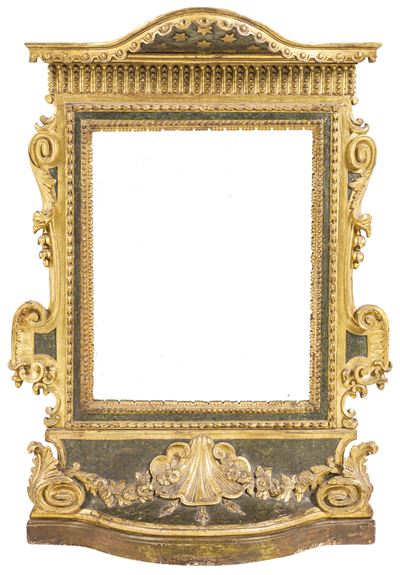 Cornice a tabernacolo, XIX secolo, legno intagliato laccato e dorato