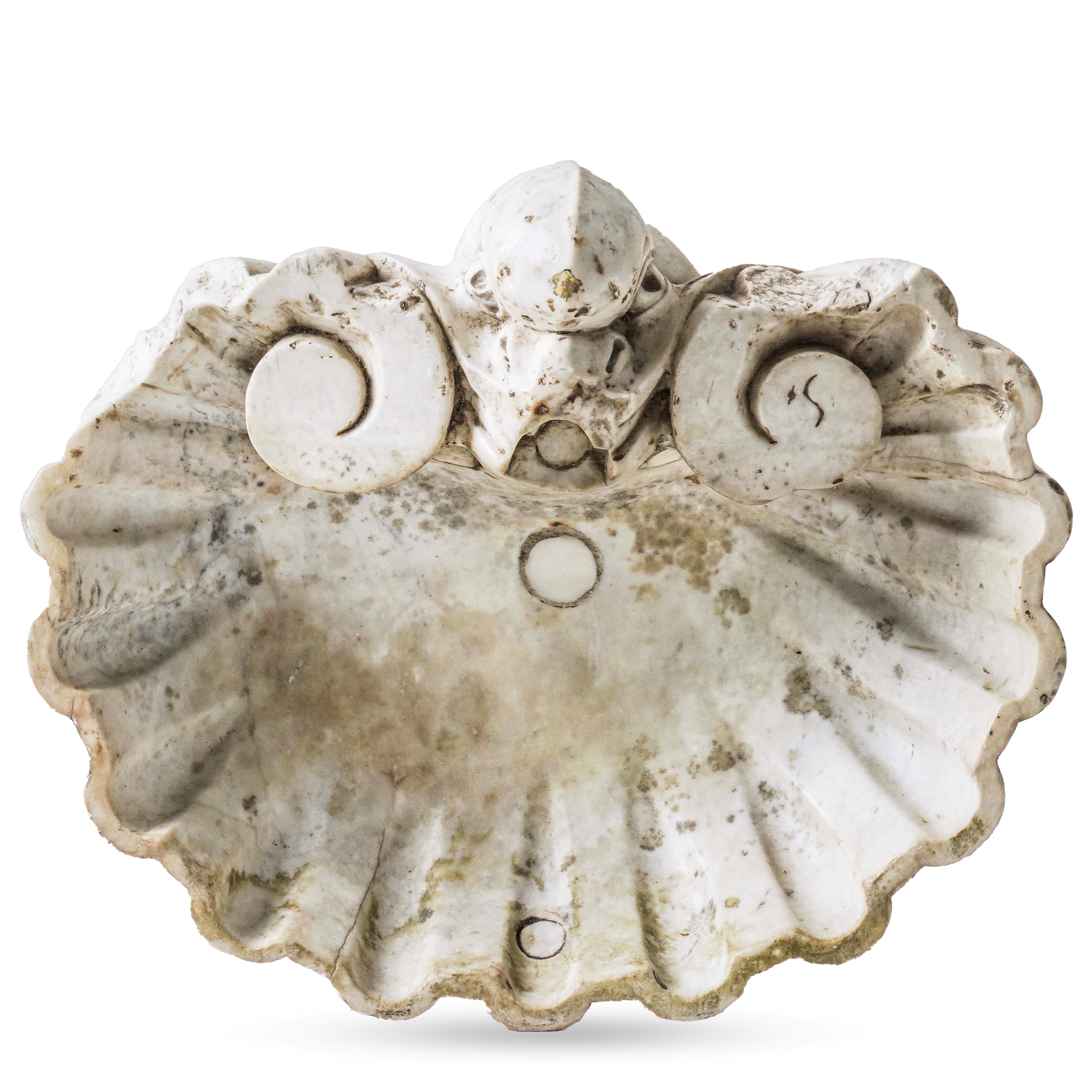 Scultore barocco del XVII-XVIII secolo, Vasca a foggia di conchiglia, marmo