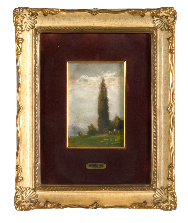 Giovanni Colmo : Paesaggio agreste  - Olio - Asta Antiquariato - Cambi Casa d'Aste